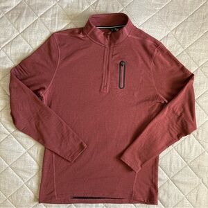 Ten Thousand The Over Zip 1/4 Mens Medium Maroon Pullover Grid Thermal Knit